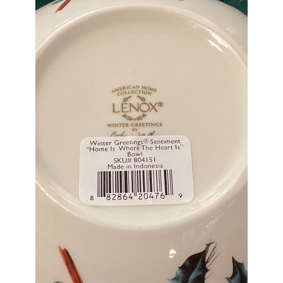 Lenox Winter Greetings 7” Serving Bowl McClung “Home Is Where The Heart Is” - Picture 7 of 13